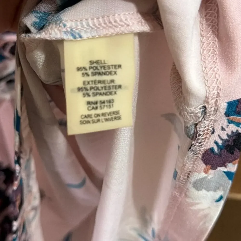 Ivanka Trump Womens Blouse Pink Cold Shoulder Floral Open Sleeve Stretch Small